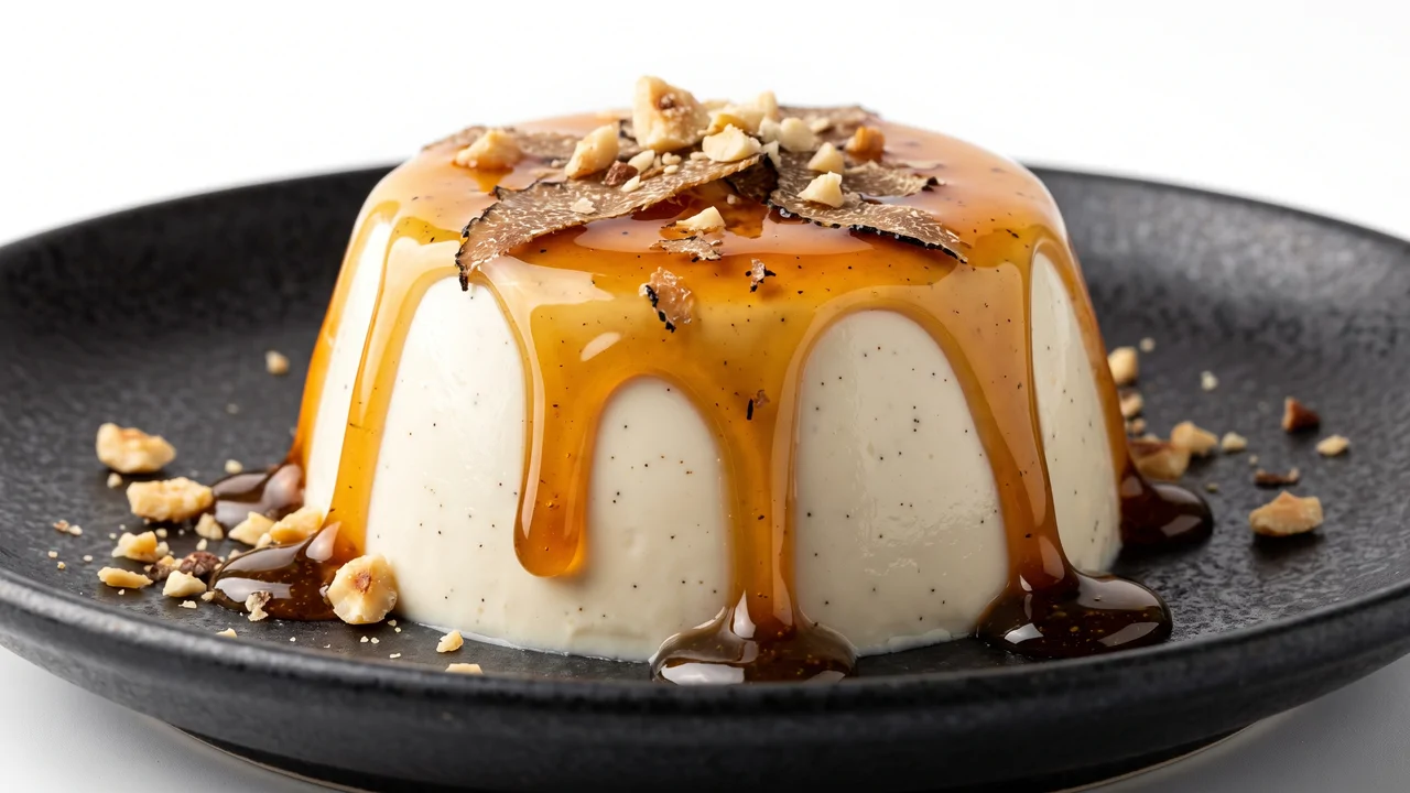 Panna Cotta alla Vaniglia Bourbon e Miele al Tartufo Nero