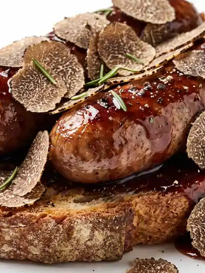 Salsiccia Nostrana al Sagrantino con Crostini e Scorzone